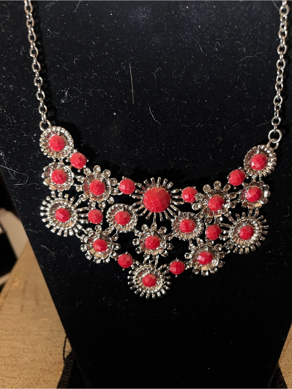 Park Lane Pink Floral Statement Necklace and Earrings Set - Picture 2 of 4
